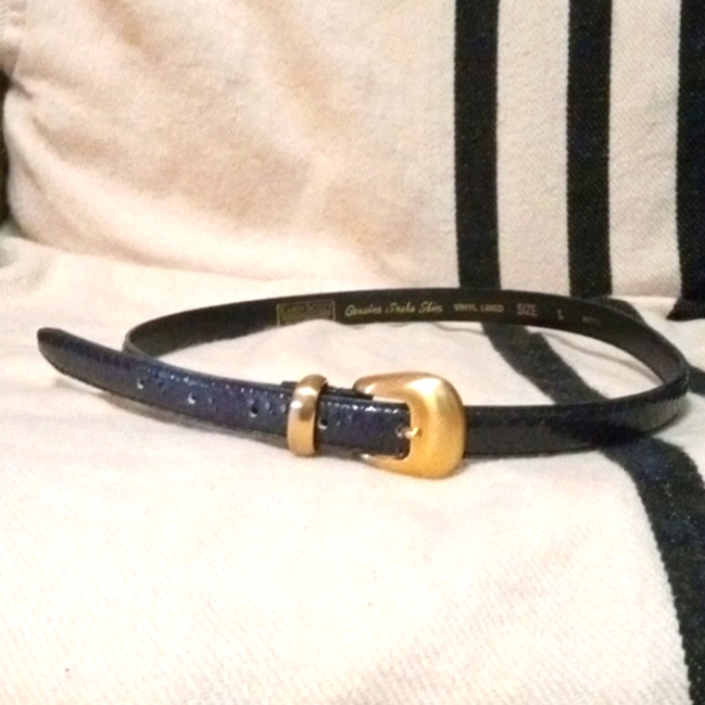 Karen Scott Large Women's Blue Genuine Snake Skin Belt